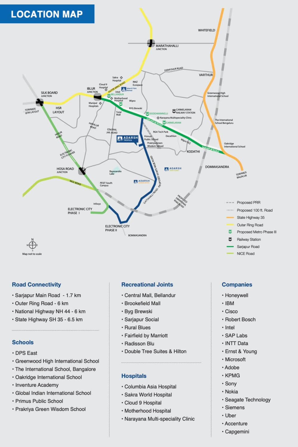 Adarsh Tropica Sarjapur Location Map Adarsh Tropica Sarjapur Location Map